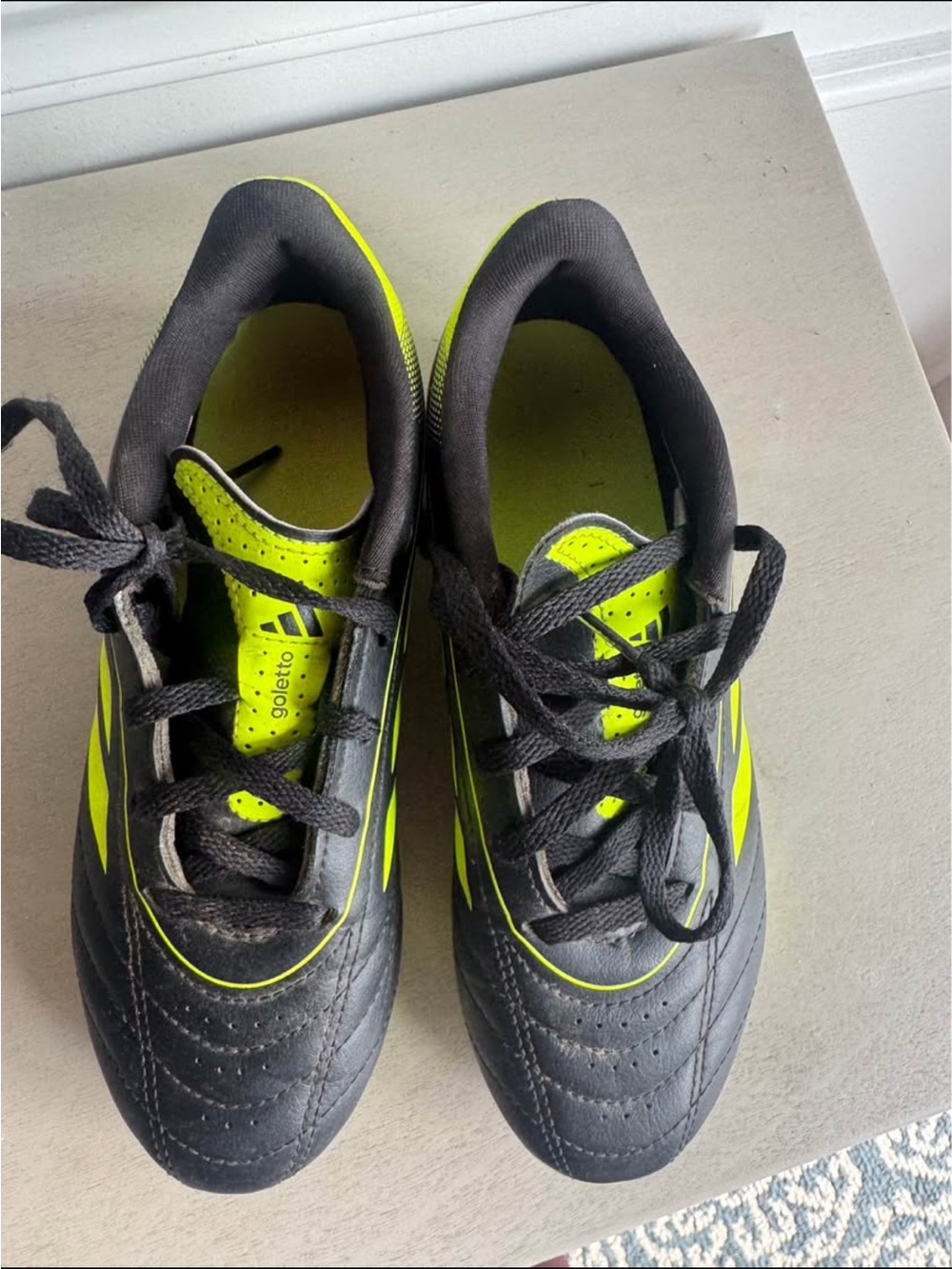 adidas Kids Black & Neon Yellow Soccer Shoes